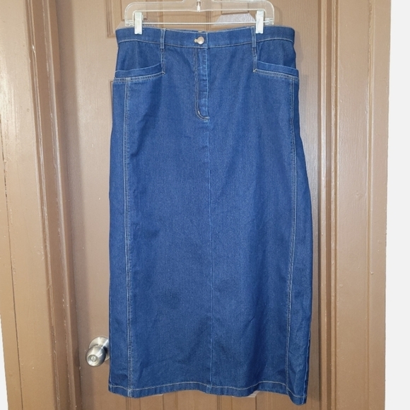 Vintage Haggar medium wash denim jean maxi skirt back slit petite - Picture 8 of 8